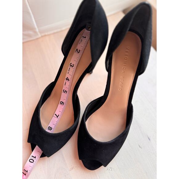 Veronica Beard Gadot Peep-Toe Pump heel In Black suede  size 8.5 - Picture 5 of 12